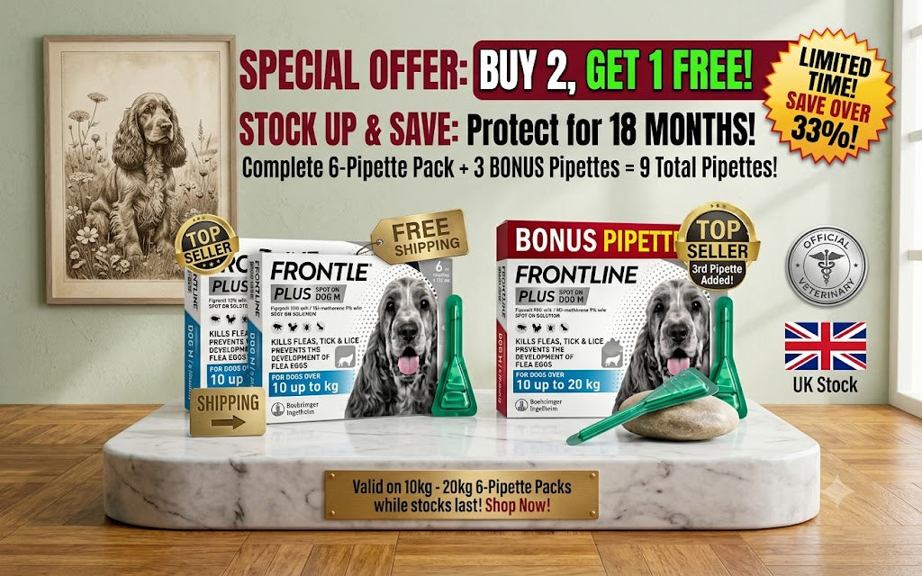 Frontline Plus® Flea & Tick Treatment – Medium Dogs (10-20kg) | 6 Pipettes
