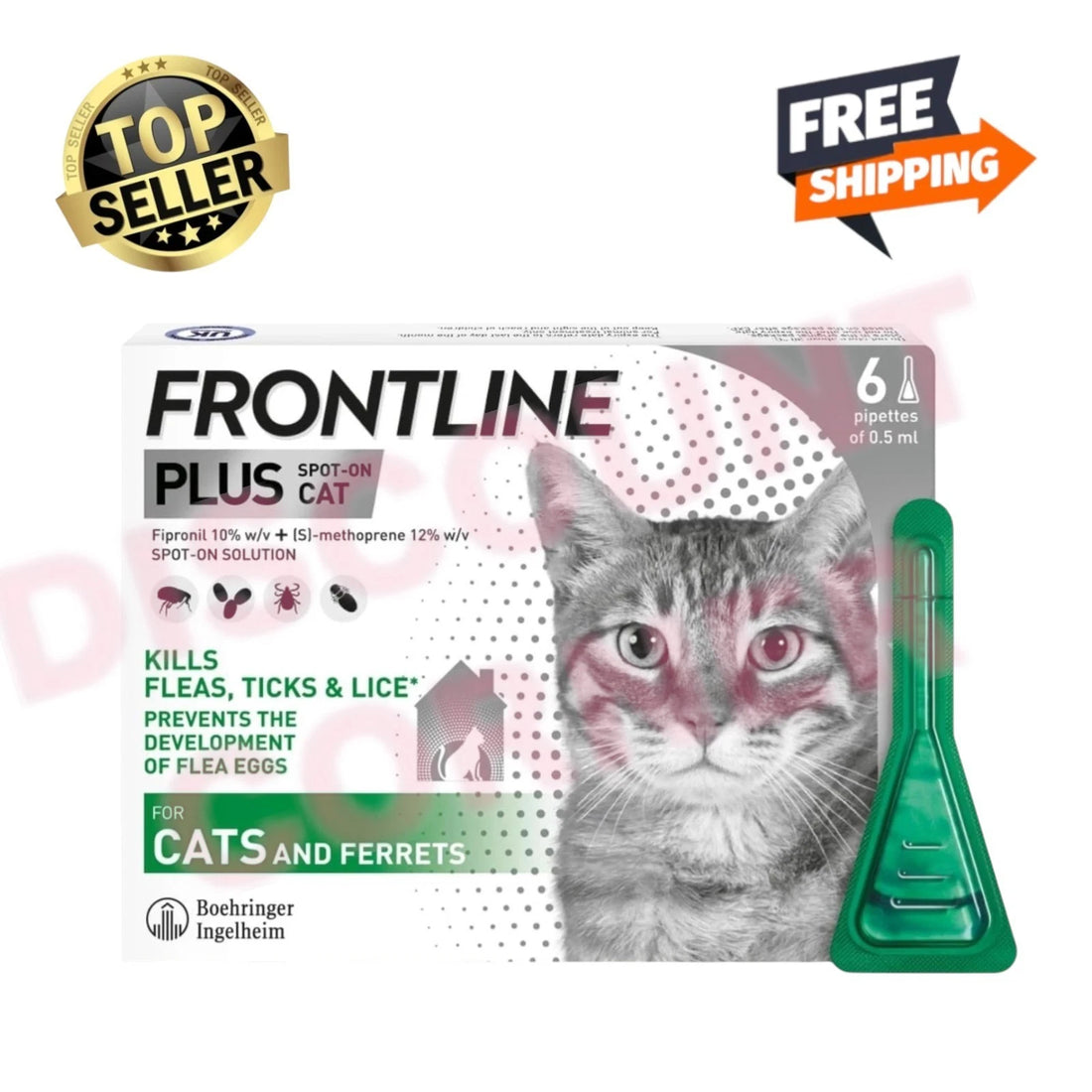 Frontline Plus Spot On Cat for Cats and Ferrets – 6 Pipettes UK STOCK